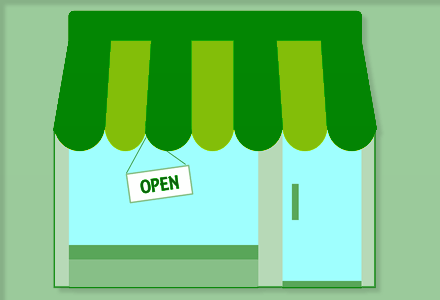 Illustration of Small Business Front Representing Small Business Loans