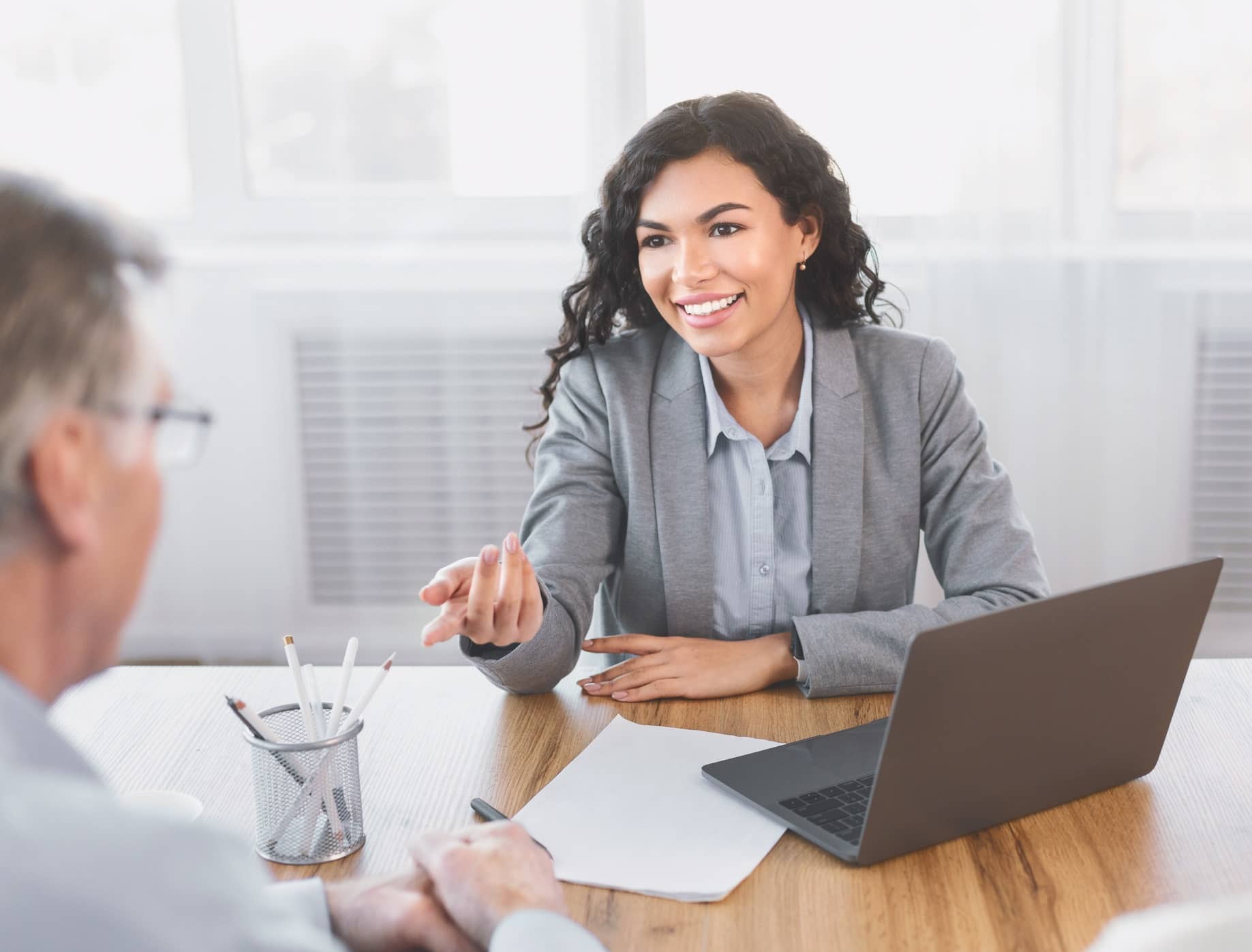 two people discussing personal lines of insurance policies