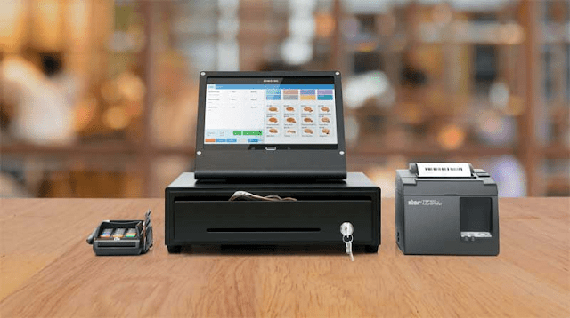 Clover POS system including a Clover card reader and a Clover credit card machine