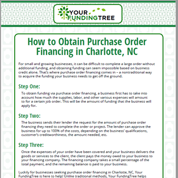 purchase order financing Charlotte NC