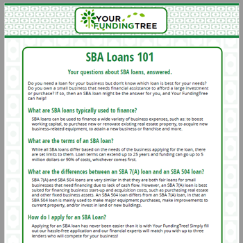 SBA loans fact sheet